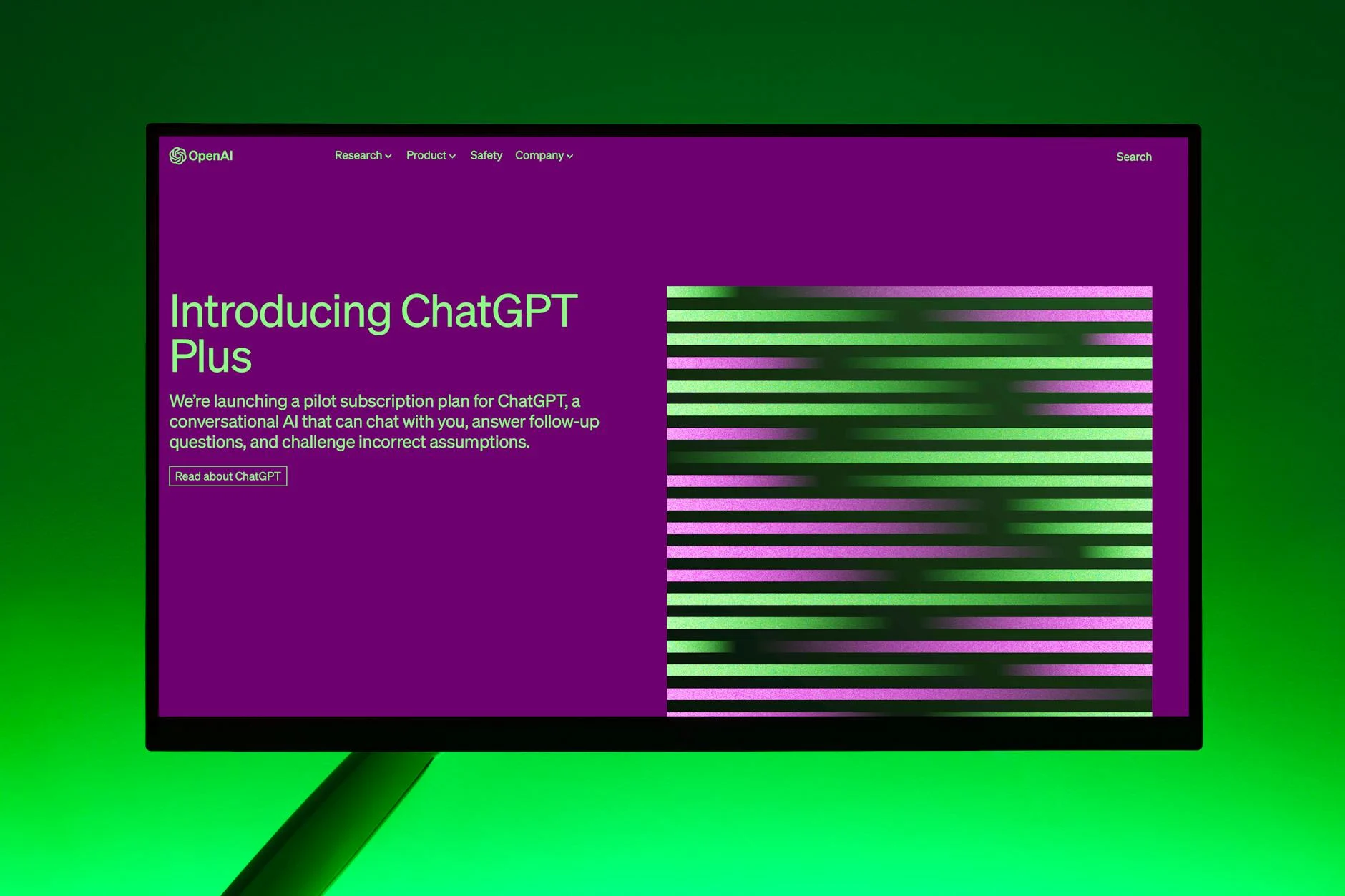Green text on violet background computer screen